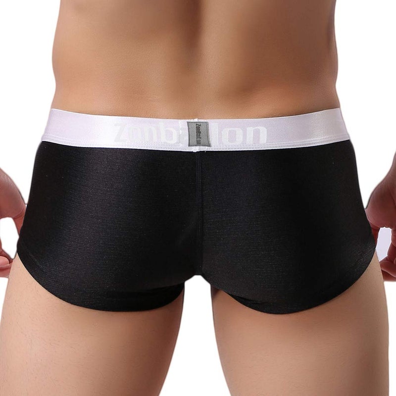 ZONBAILON Men's Sexy Bulge Pouch Underwear Low Rise Trunks Short Leg Boxer Briefs (Black, M (waist 32"-34")) - Image 2